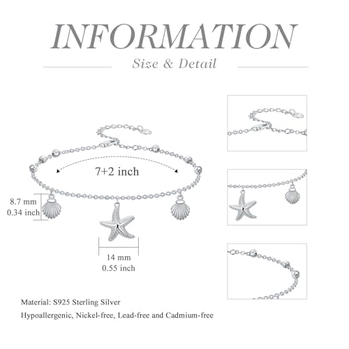 Image of 925 Sterling Silver Layered Ankle Bracelets for Women Jewelry Gifts | 925 Sterling Silver Layered Sea Turtles /Elephant /Wave Anklet Animal Bracelet Summer Ocean Beach Jewelry Gifts for Women