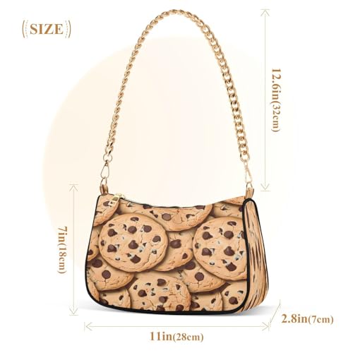 Shoulder Bags for Women Chocolate Chip Cookies Pattern Design Hobo Tote Handbag Small Clutch Purse with Zipper Closure3