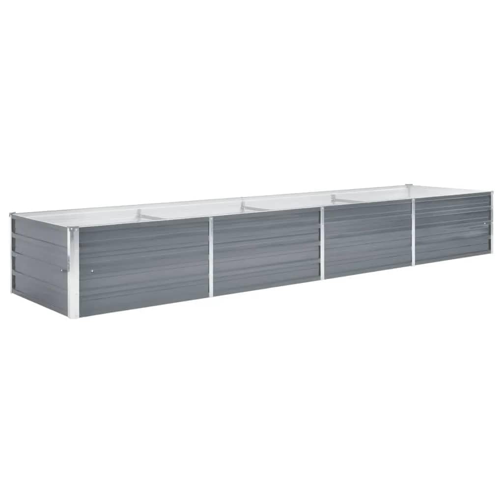 vidaXL Large Garden Raised Bed in Galvanized Steel - Deep and Wide outdoor planter for Vegetables, Herbs and Flowers in Grey