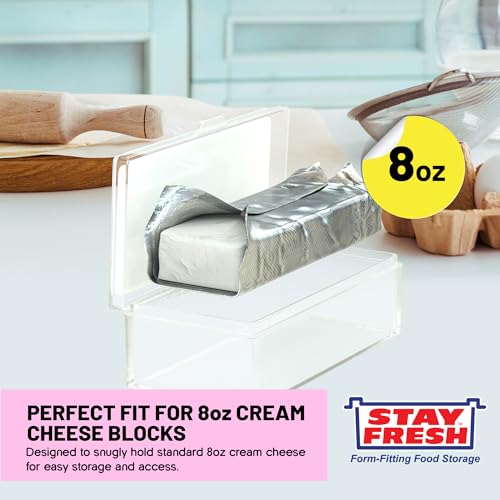 image for Stay Fresh Cream Cheese Container For Fridge Clear Plastic for Cream C