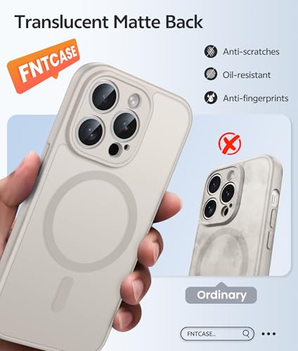 Image of FNTCASE for iPhone 14 Pro Case: [Compatible with Magsafe] Translucent Matte Cases with [Full Camera Protection] [Screen Protector] Military Grade Shockproof Protective Phone Cover - Off White