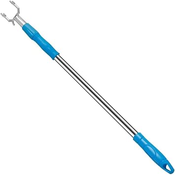 asunflower Clothes Hook Pole for Closet Heavy Duty Clothes Hanger Pole Hook for Reaching, Extendable Long Reach Stick, can Extend from 38" to 56", Easy to Use - Blue