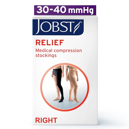 Image of JOBST Relief Graduated Compression Stockings 30-40mmHg - Comfortable Unisex Design - Right Chap,, Open Toe, Beige, Large