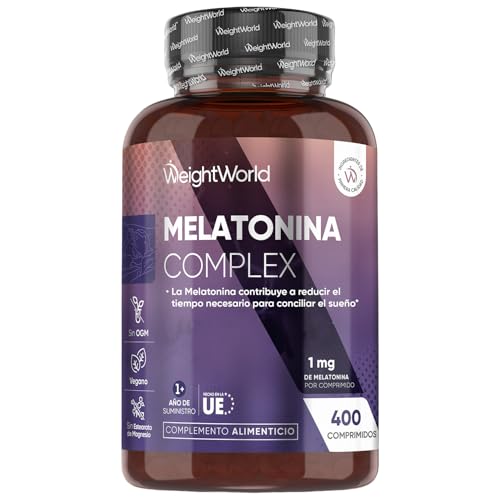 Melatonina 1mg - 400 Comprimidos con Magnesio, Extracto de Pasiflora, Vitamina B6 y Extracto de Manzanilla - Contribuye a Reducir el Tiempo Necesario para Conciliar el Sueño - Para 1 Año, Vegano