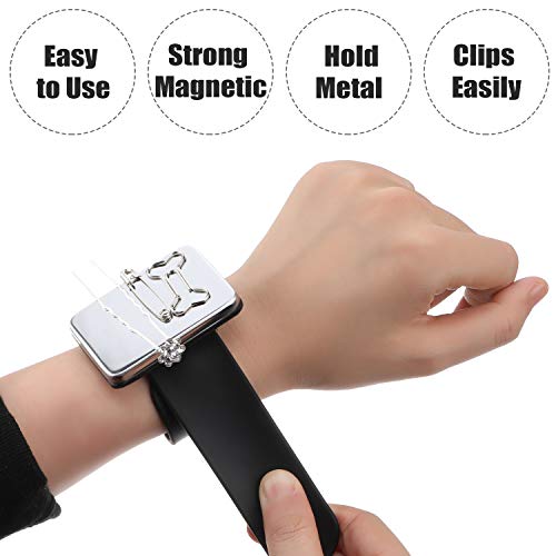 2 Pieces Magnetic Sewing Pincushion, Magnetic Wristband Pin Cushion Holder For Quilting Sewing Pins Hair Clips With Flannelette Bag, Silicone Wrist Strap Bracelet #TOP5