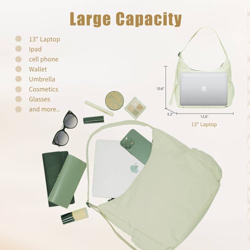 Image of Nylon Purses for Women Large Ivory Crossbody Hobo Bags Lightweight Padded Multi Pocket Gym Tote Bag
