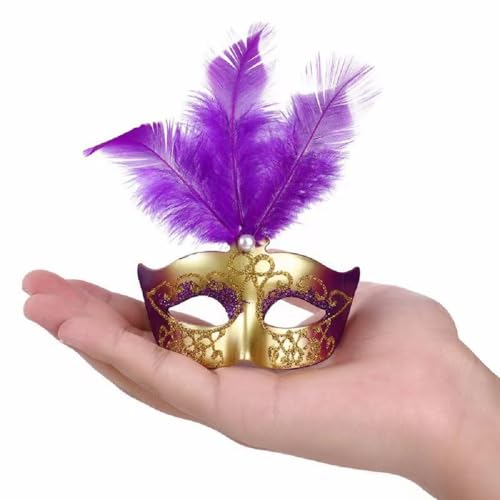 Ankelesz Mini Masks for Mardi Gras Decoration Party Decoration Mini Decorative Masks for Table Decor (Purple)