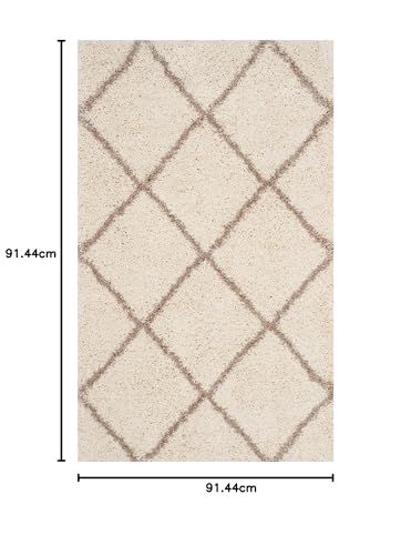 Image of Handwoven Microfibre 3D Rug for Living Room (Ivory & Beige, 3 X 3 Feet (Square), Microfibre)