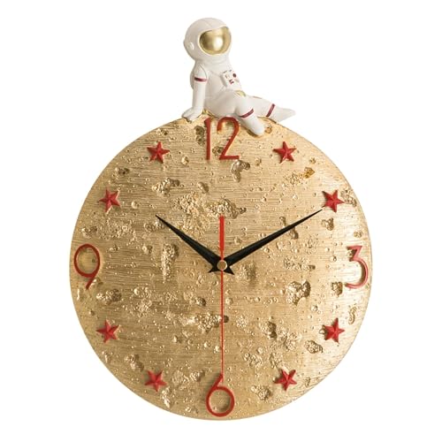 XJBTBA Space Astronaut Moon Wall Silent Clock, Gift Boys and Girls, Kids Decor, 12 Inch Suitable for Kitchen, Living Room or Office(Gold) XJBTBA Space Astronaut Moon Wall Silent Clock, Gift Boys and Girls, Kids Decor, 12 Inch Suitable for Kitchen, Living Room or Office(Gold)
