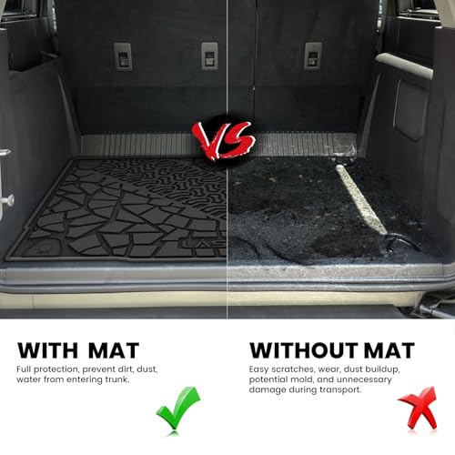 Image of LASFIT Cargo Mat for Ford Bronco 4-Door 2026 2025 2024 2023 2022 2021 | All Weather TPE Cargo Area Protector Custom Fit Full Coverage Trunk Liner Easy Clean Anti-Slip Not Fit Bronco Sport or 2 Door