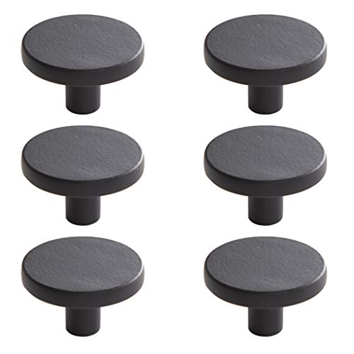 BINO 6-Pack Cabinet Knobs - 1.22 Diameter (31mm), Matte Black - Dresser Knobs for Dresser Drawer Knobs and Pulls Knobs and Pulls Handles
