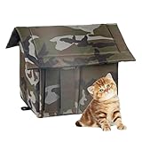 Wildes Katzenheim | Katzenhaus Für Den Außenbereich, Wetterfest, Kratzfest,Warmer, Halbgeschlossener Katzenunterschlupf Im Shabby-Stil, Isoliertes Katzenhaus Für Den Winter Im Freien Für