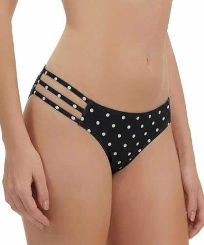 Image of KIWI RATA Women's Cheeky Bikini Bottom Brazilian Cut Swimsuit Bottom Low Rise Strappy Bathing Suit Bottom