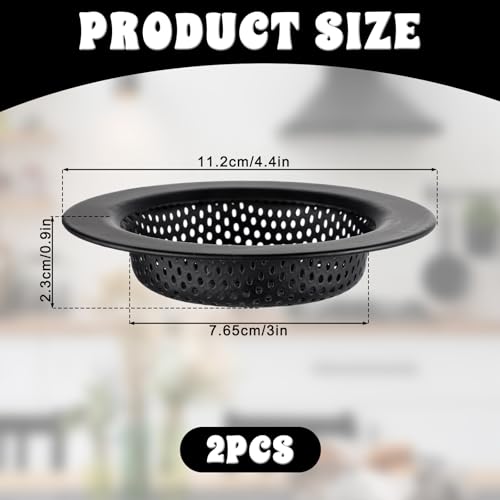 Colador de fregadero de cocina 2 piezas acero inoxidable negro 11.2 cm miniatura 2