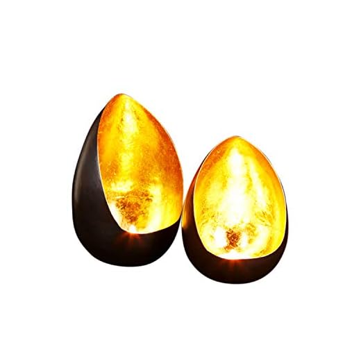 2er Set Windlicht Laterne orientalisch Namik Groß 20cm Gold | Orientalische Vintage Teelichthalter Schwarz von außen und Goldfarben innen | Marokkanische Windlichter aus Metall als Dekoration