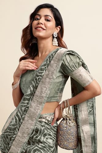 Image of MIRCHI FASHION Women Saree Cotton Blend Kalamkari Printed | Comfortable Office and Regular Daily Use Sari with Unstitched Blouse Piece