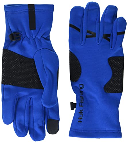 HUK Standard Liner Fleece Fishing Glove with Touchscreen Fingers, Blue, Small-Medium