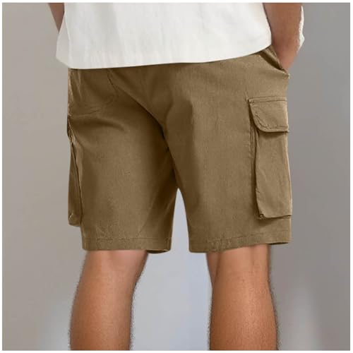 Image of Men's Cargo Sweat Shorts Casual Drawstring Elastic Waist Athletic Workout Gym Jogger Shorts with Multi Pockets
