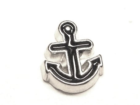 Cherityne Black Anchor Floating Charm for Locket Pendants