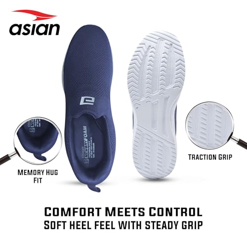 Image of ASIAN Wonderwalk-11 Men's Walking Shoes | Ultra-Light Slip-On Comfort with Cushioned Sole | Breathable, Stylish, Perfect for Work, Travel & Daily Use