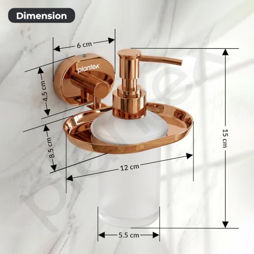 Image of Plantex J4 Stainless Steel Liquid Soap Dispenser /Shampoo Dispenser for Wash Basin /Hand Wash Dispenser Wall Mounted /Bathroom Accessories (PVD Rose Gold Finish) Onix