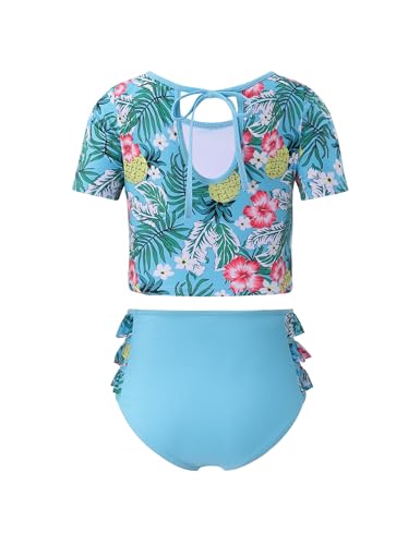 GERU Little Girls Two Piece Floral Bikini Beach Sport Halter Tankini Swimsuit Bathing Suits Sun Protection for 3-12 Years2