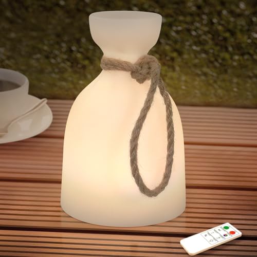 Lámpara de mesa LED inalámbrica, recargable lámpara de mesa a batería con mando a distancia y 8 colores, portátil, regulable, IP44 resistente al agua para exteriores camping jardín patio dormitorio