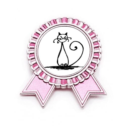 Broche chat rose taille M bijou fantaisie en métal pour femme