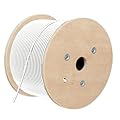 LEKVKM Cat8 Bulk Ethernet Cable 650FT Round S/FTP Outdoor&Indoor Heavy Duty High Speed Cat8 LAN Network Cable 40Gbps 2000Mhz White