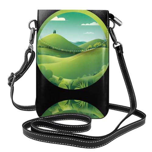 Sac cuir téléphone portable anti-perte pochette fine 19,3 x 12,4 cm collines