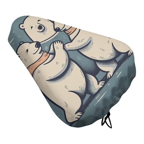 Bear Dancing Bike Seat Cover for Men Women, Waterproof & Dustproof Bike Seat Cushion with Drawstring, Adjustable Bicycle Saddle Cover for Or Rain & Sun Protection