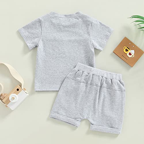 Hoanselay Toddler Infant Baby Boy Summer Shorts Set Striped Short Sleeve T-Shirt Top And Casual Shorts Outfit Clothes (B-Grey, 2-3 Years) #TOP5