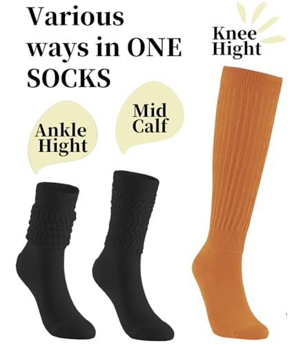 Image of Slouchy Socks for Women Stretchy Knee-High Scrunch Socks Soft Long Slouch Boot Socks
