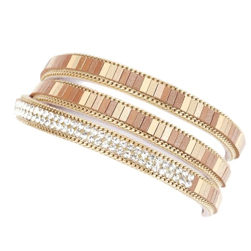 Bracelet tressé double cuir strass pour sublimer un poignet nu