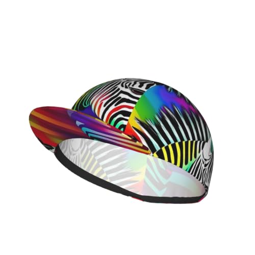 DUWAA Colorful Rainbow Zebra Print Mesh Bicycle Hat Hiking Cap Sweat Cap Comfortable Flexible Fit for Workout Fishing Beach