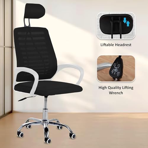 Image of Casa Copenhagen (Pack of 3 Mesh Office Desk Chair,Rocking Ergonomic Computer Chair Adjustable High with Headrest and Comfortable Armrest Swivel - Black & White Handle