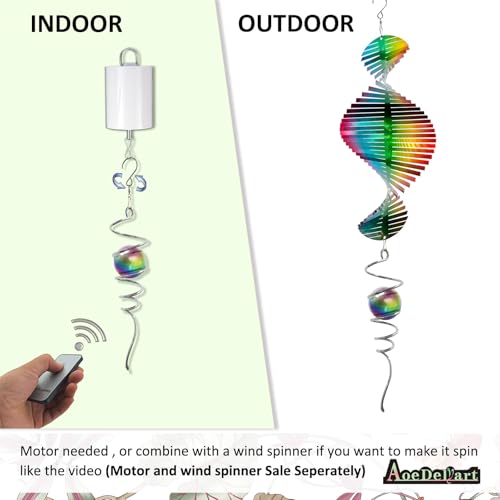 Image of Aoedelyart Multi Color Wind Spinner Tail Gazing Ball Spiral Decorative Wind Spinners Sun Catcher Visual Illusion Wind Spinner Stabilizer Indoor Outdoor Garden Decoration,Garden Gift-13in Height