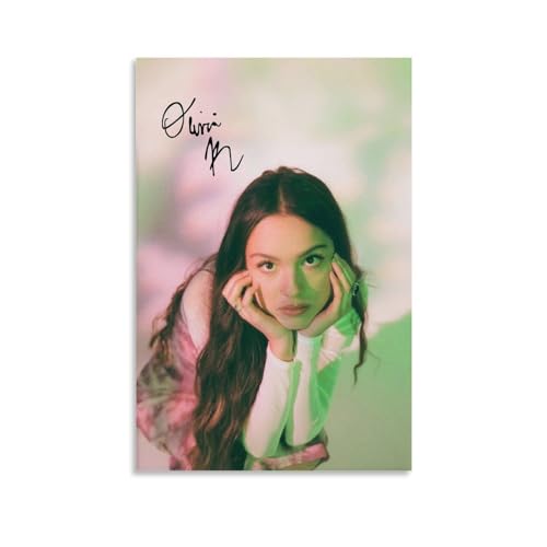 Feioust Póster de Olivia Rodrigo Singer Music Vintage firmado para habitación, lienzo estético, decoración de pared, dormitorio, 30 x 45 cm
