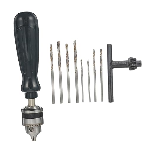 WOONEKY 1 Set Manual Drill Manual Work DIY Tool Manual Hand Drill Hand Drill Tool Crafts Making Drill Jewelry Drill Kit Wedges for Tool Handles Model Drilling Machine Work Tools Black Abs