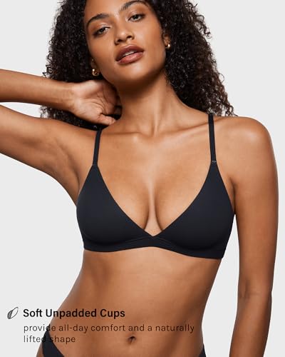 INLYRIC Women's Inbarely Triangle Bralette Plunge Unlined Seamless Bra No Underwire Sexy Comfortable Everyday2