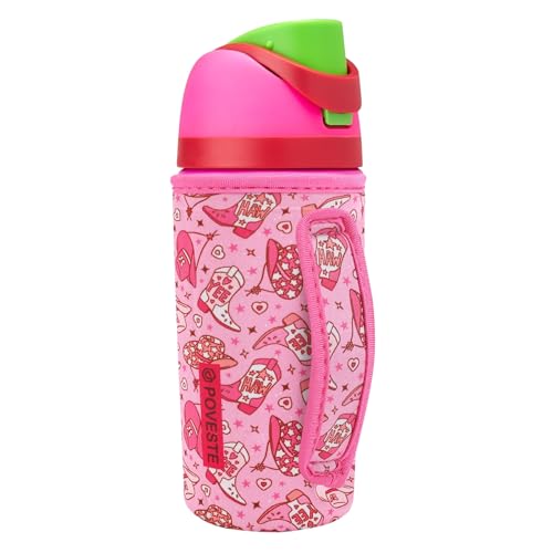 Image of Water Bottle Sleeve with Handle for Owala Kids FreeSip 16oz, Water Bottle Scratch Resistant Sleeve, Neoprene Cover Compatible with Owala 16 oz for Boys Girls School Travel (Cowgirl Spirits)