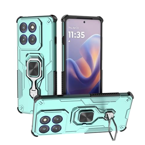 Image of Lustree Back Cover Transparent Case Compatible with Case for Motorola Moto Edge 70 Protective Hard Anti-Shock Case Bumper with Reinforced Corners cam Protection for (Green Robot)
