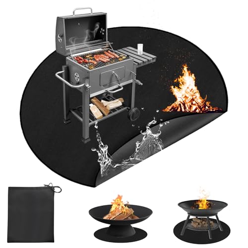 Rund Feuerfeste Unterlage, 97x97cm Feuerschutzmatte, 1093°C...