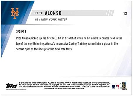 2019 Topps Now #12 Pete Alonso RC Rookie New York Mets FIRST CAREER HIT IN MLB DEBUT Official MLB Baseball Trading Card LIMITED PRINT RUN 2040