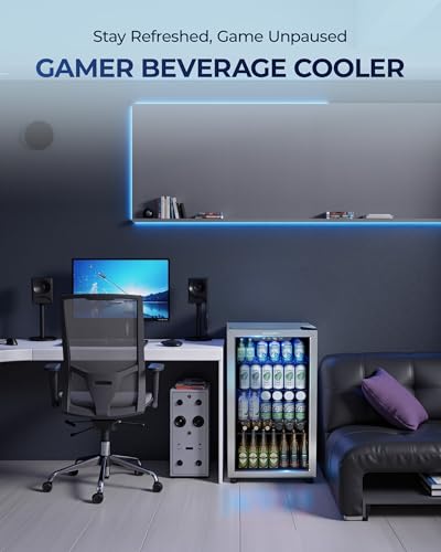 EUHOMY Beverage Refrigerator and Cooler, 128 Can Mini fridge with Glass Door, Small Refrigerator with Adjustable Shelves for Soda Beer or Wine, Perfect for Home/Bar/Office, Silver on Fridge.com