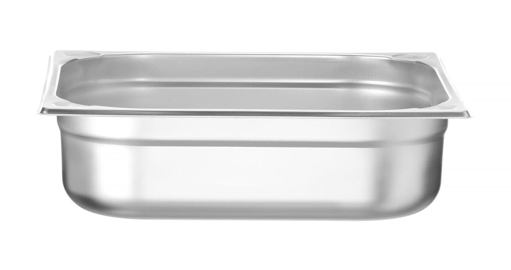 HENDI Recipiente Gastronorm GN 2/3, Kitchen Line, resistencia térmica -40 °C a 250 °C, apto para horno y baño maría, 9L, 354x325x(H) 100mm, acero inoxidable