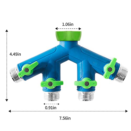 Green Mount Garden Hose Connector Tap Splitter, Easy Grip Splitter With Shut-Off Valves (4 Way) #TOP5