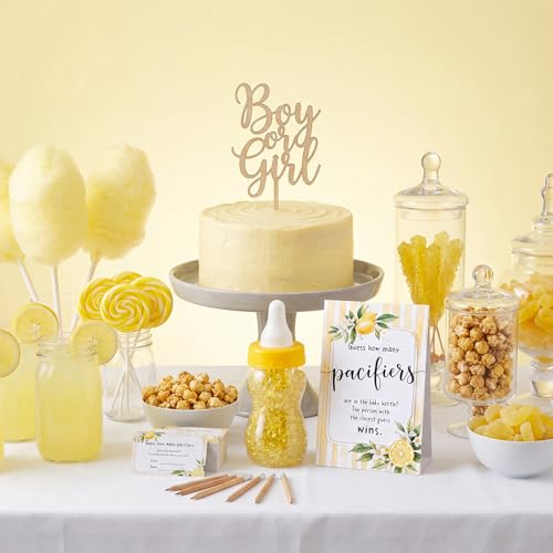 Image of Roowest 512 Pcs Baby Shower Games Guess How Many Pacifiers Sign 100 Small Guessing Games 10 HB Pencils 750ml Milk Bottle 400 Acrylic Pacifiers Decoration for Guest Gender Reveal(Yellow,Lemon)