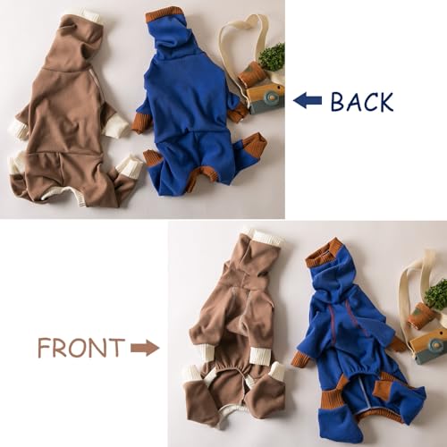 Windhund-Winterkleidung, elastisch, Whippet, vierbeinig, Fleece-Mantel, schlanker Hund, kaltes Wetter, Overall, Pyjama, Größe 5XL (Braun)