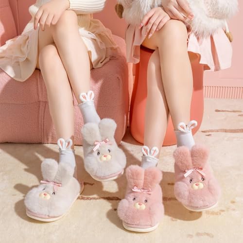 Women's Bunny Slippers Cute Animal Slippers Girl Warm Rabbit Plush Slippers Cozy Fluffy Kawaii Fuzzy Thanksgiving Indoor Bedroom3